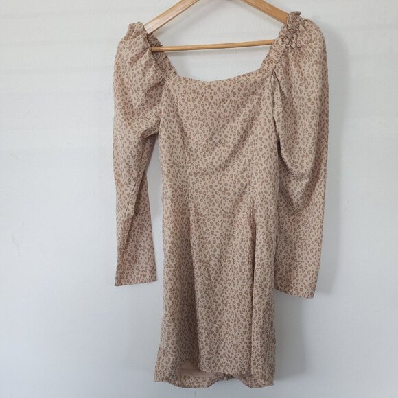 VERO MODA Center Ruching Animal Print Long Sleeve Lined Dress NEW Size 10272530 - Picture 6 of 6